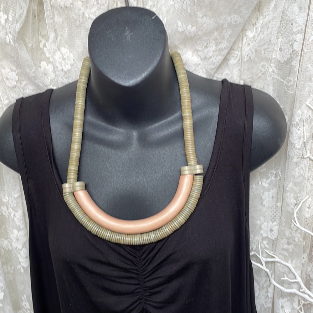 Beaded Collar Necklace Light Peach & Light Green Goes with so much!
